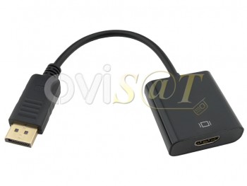 Adaptador display port con salida HDMI, color negro. Longitud : 20cm.