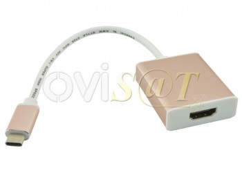 Adaptador rosa dorado USB 3.1 Tipo C para HDMI, para Macbook / Chromebook / Nokia N1 Tablet PC.