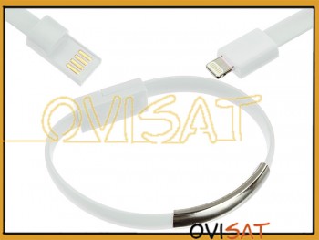 Pulsera y cable de datos de USB a lightning dispositivos blanca