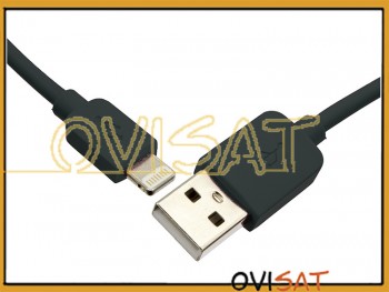 Cable de datos negro de 1 metro con 1 conector lightning y USB.