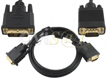 Cable M-M negro de 2 m de conexión DVI (12+5) a VGA 15P.