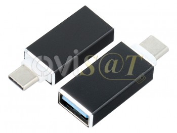 Adaptador OTG negro de USB tipo C macho a USB 2.0 hembra