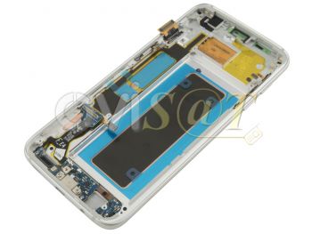 Pantalla service pack completa Super AMOLED plateada con marco y carcasa frontal para Samsung Galaxy S7 Edge, SM-G935F, G935V