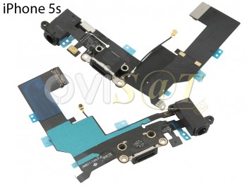 flex con conector de carga y accesorios lightning, micrófono, conector de audio jack y cable coaxial rf negro para iPhone 5s