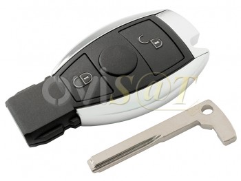 Producto Genérico - Carcasa para Mercedes Benz de 2 botones con espadín y contacto para pila