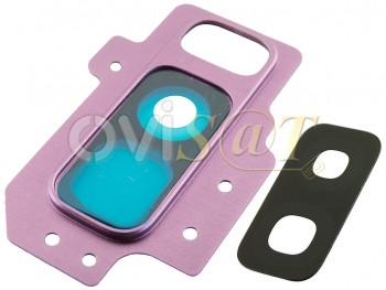 Conjunto de carcasa embellecedora lila púrpura / embellecedor y lente de cámara para Samsung Galaxy S9 Plus, G965F / S9 Plus Duos