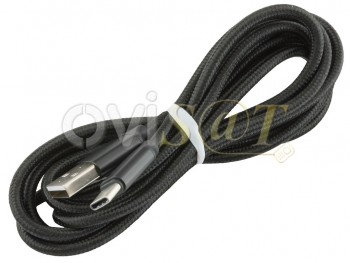 Cable de datos con conector USB a conector USB tipo C, de nylon negro (2 metros)