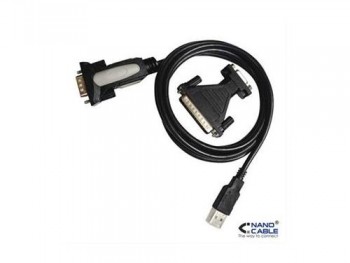 CONVERSOR USB IMPRESORA A SERIE A/M-RS232 DB9/M DB25M 1.8M NEGRO NANOCABLE