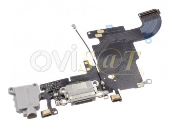 circuito cable flex con conector lightning de carga y accesorios, micrófonos y conector de audio para iPhone 6s, en color plateado / gris claro.