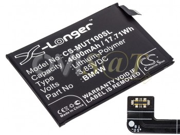 Batería genérica Cameron Sino BM4W para Xiaomi Mi 10T Lite 5G, M2007J17G - 4600mAh / 3,85V / 17,71Wh / Li-Polymer
