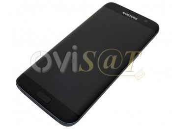 Pantalla completa SERVICE PACK Super AMOLED negra con marco negro / gris para Samsung Galaxy S7 Edge, SM-G935, con batería