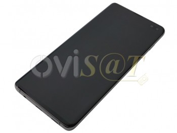 Pantalla service pack completa DYNAMIC AMOLED negra con marco gris "Prism black" para Samsung Galaxy S10 Plus (SM-G975F)
