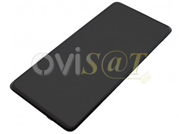 Pantalla service pack completa SUPER AMOLED negra con carcasa central para Samsung Galaxy A71, SM-A715F