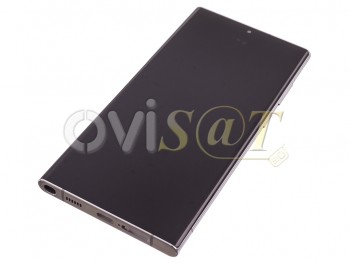 Pantalla completa Dynamic AMOLED 2X con marco lateral / chasis color plateado (phantom white) para Samsung Galaxy S22 Ultra 5G, SM-S908 genérica