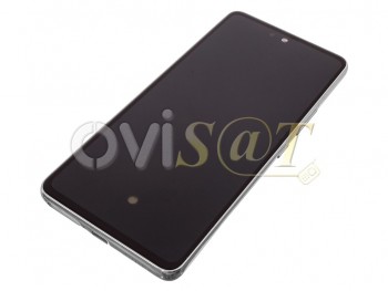 Pantalla SERVICE PACK completa SUPER AMOLED negra con marco plateado / blanco para Samsung Galaxy A53 5G, SM-A536