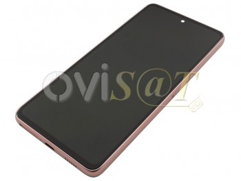 Pantalla SERVICE PACK completa SUPER AMOLED negra con marco rosa melocotón "Peach" para Samsung Galaxy A53 5G, SM-A536