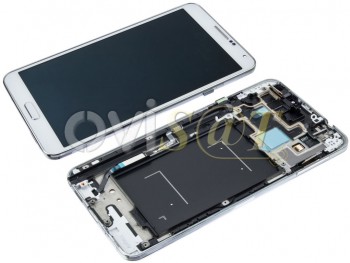 Pantalla completa genérica Súper AMOLED blanca con marco y carcasa frontal para Samsung Galaxy Note 3 LTE (N9005)