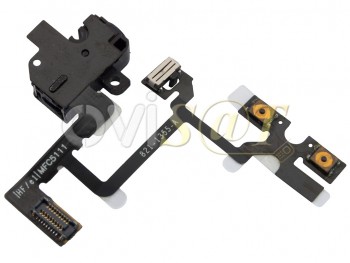 Conector de auriculares de color negro para iPhone 4 con cable flex, botones de volumen y botón bloqueo mute
