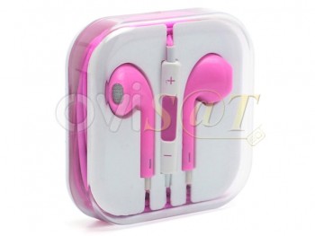 Manos libres, auriculares estilo iPhone Rosa tipo Earpods con micrófono y control de volumen