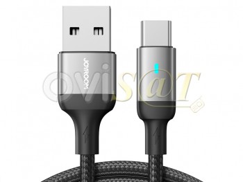Cable de datos de alta calidad negro JOYROOM S-UC027A10 de carga rápida 3A con conector USB A a USB tipo C de 1,2m longitud, en blister