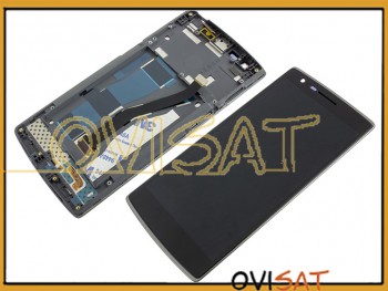 Pantalla completa IPS LCD negra con carcasa media para OnePlus One