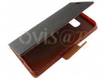 Funda tipo agenda negra y marrón con soporte interno para Samsung Galaxy S7 / G930.
